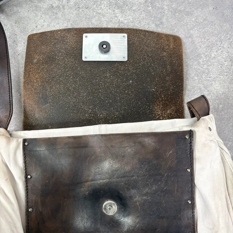 Distressed diesel leather slouchy messenger bag