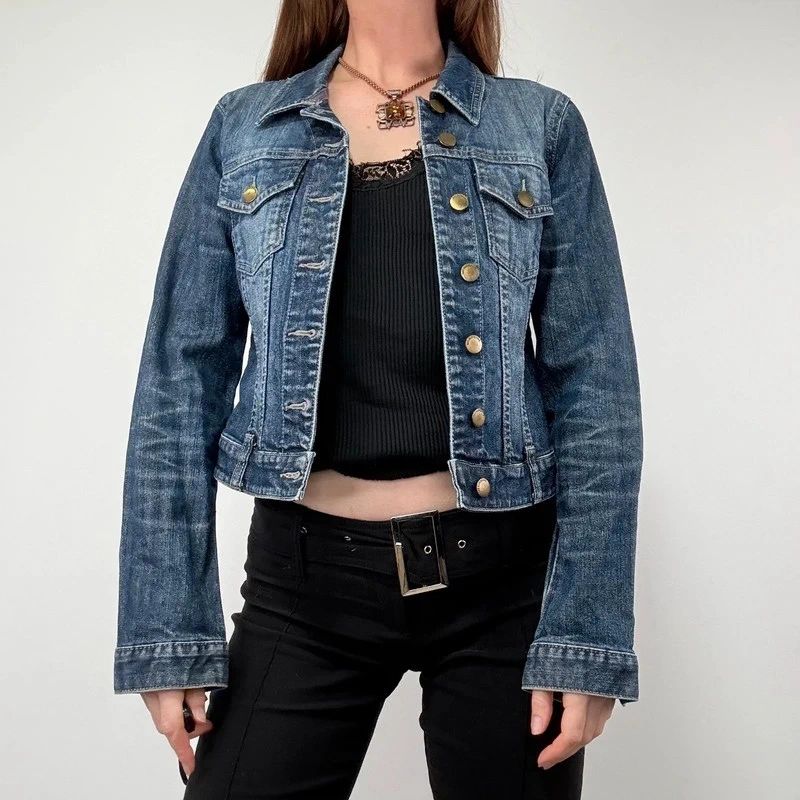 Distressed Cropped Denim Jacket
