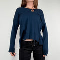 navy blue wool knitted slouchy jumper
