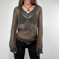 Antik Batik khaki sheer silk blouse