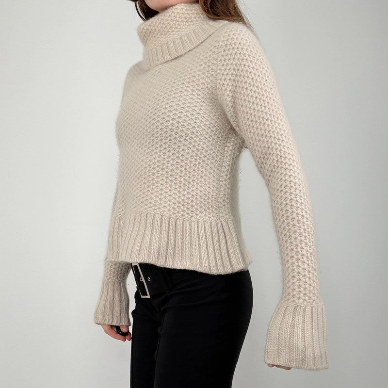 cream cashmere slouchy knit jumper