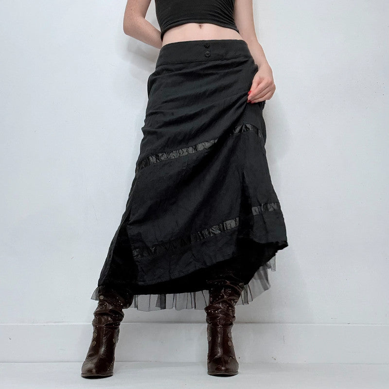 black lace gothic fairy maxi skirt
