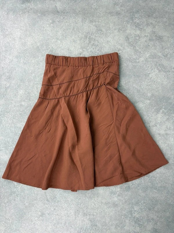 Cop Copine gathered ruched orange midi skirt