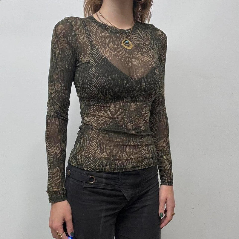 sheer grunge mesh snake tshirt