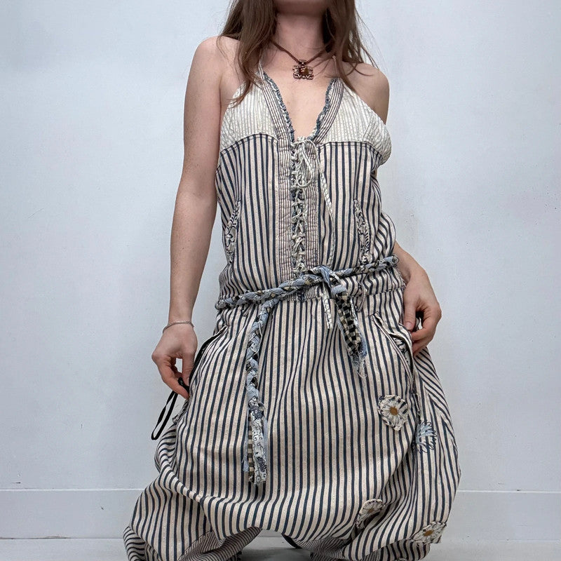 pinstripe batwing slouchy dungarees