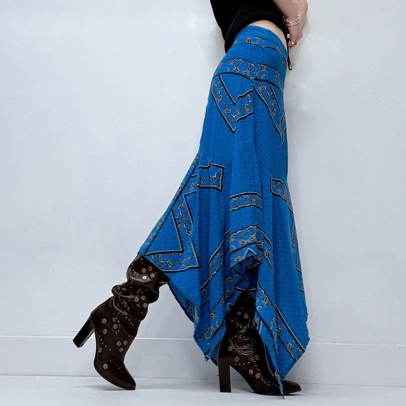 blue handkerchief Ganni silk skirt