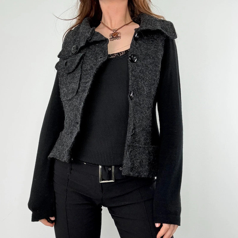 asymmetric wool high neck slouchy jacket
