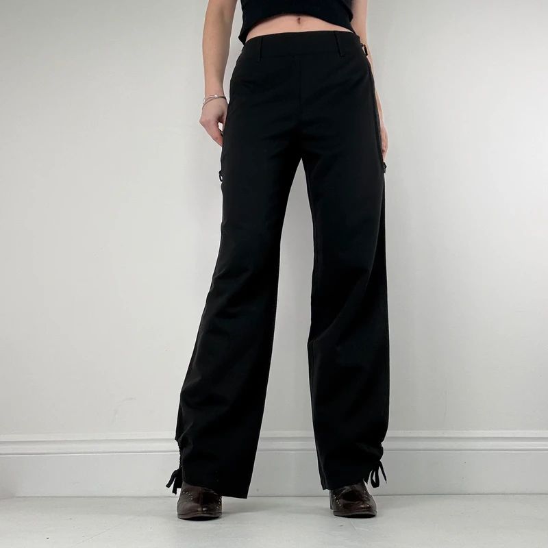Cop Copine zip leg wide leg black trousers