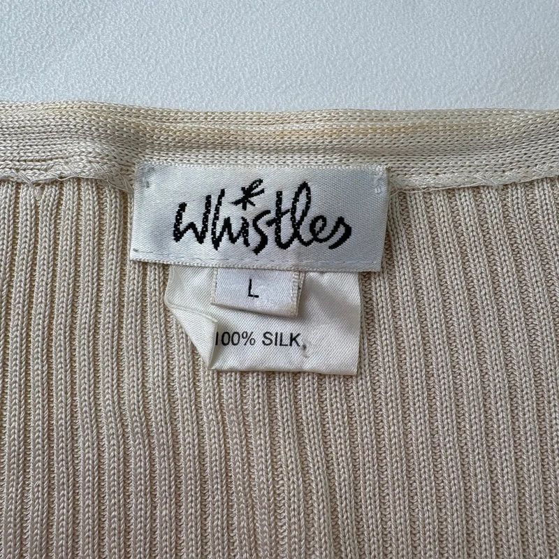 cream ribbed knit 100% silk slouchy cardigan