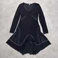 black flared handkercheif midi dress