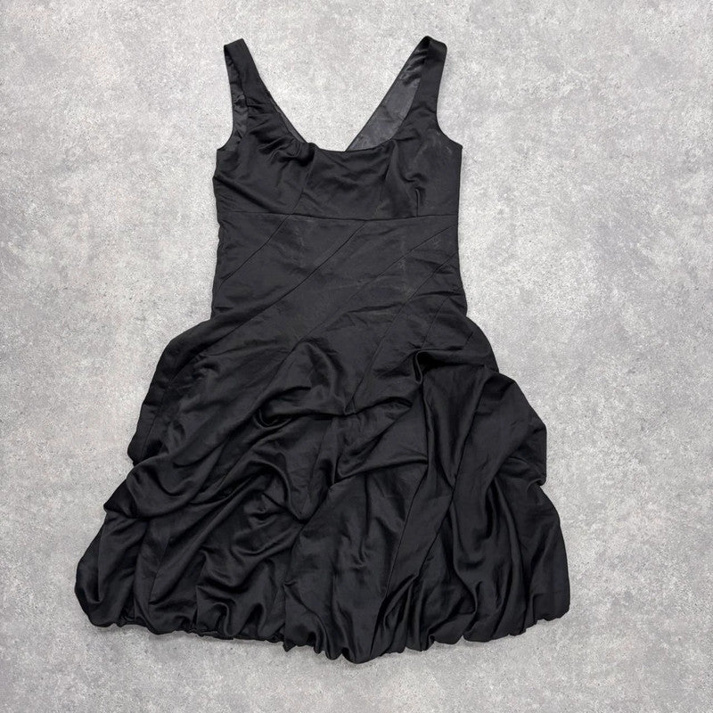 black puff balloon dress