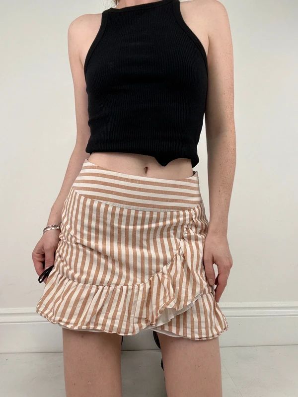 Ruffle pinstripe mini Sezane French Skirt