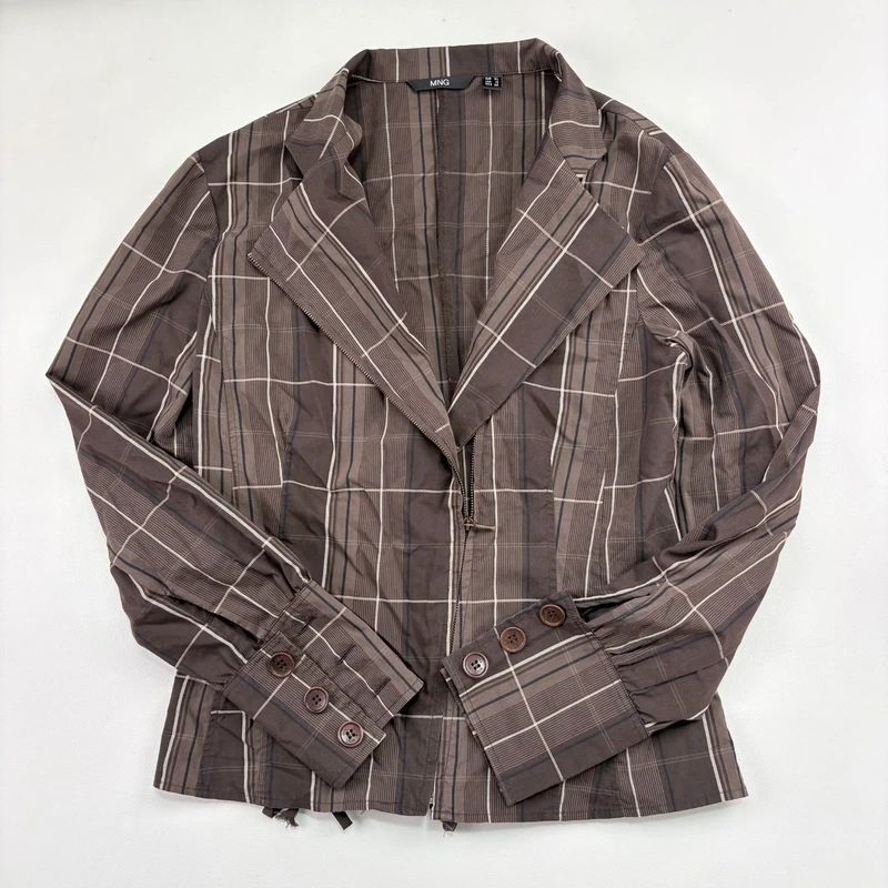 Brown tartan Asymmetric corset Shirt