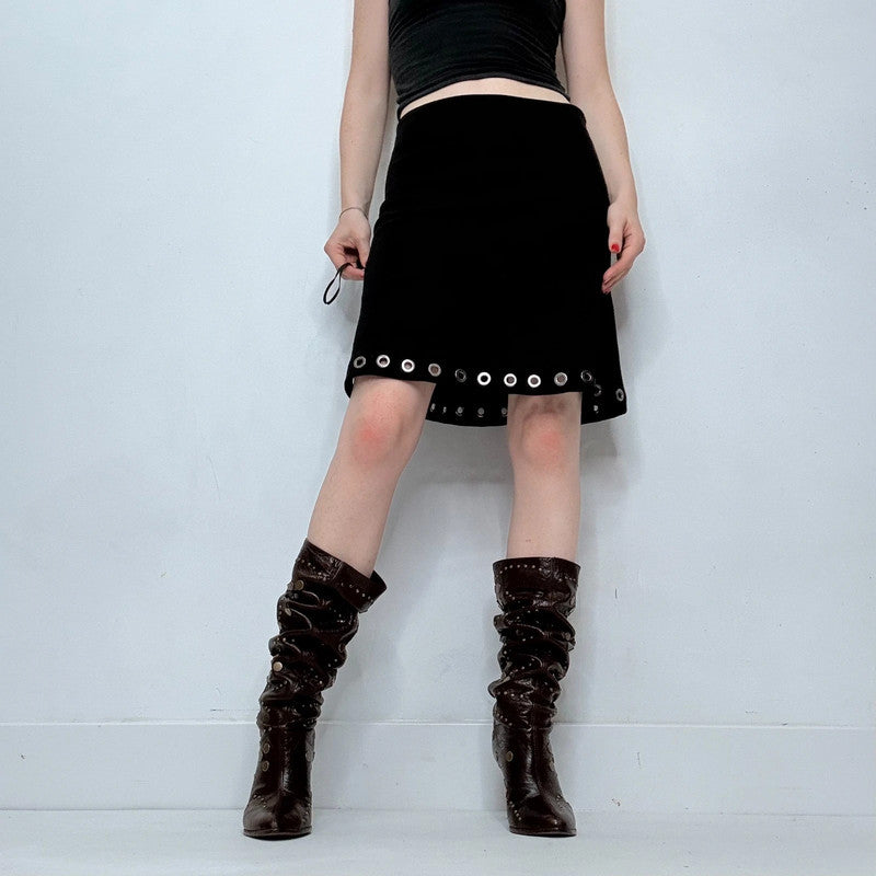 plein sud black eyelet studded mini skirt