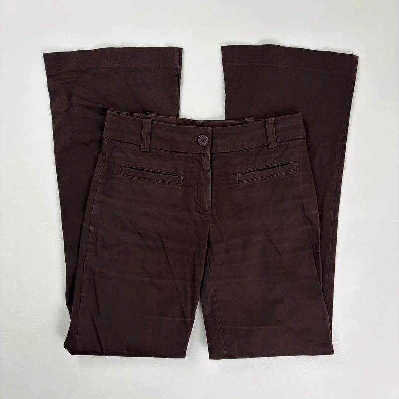 Brown flared pocket front trousers