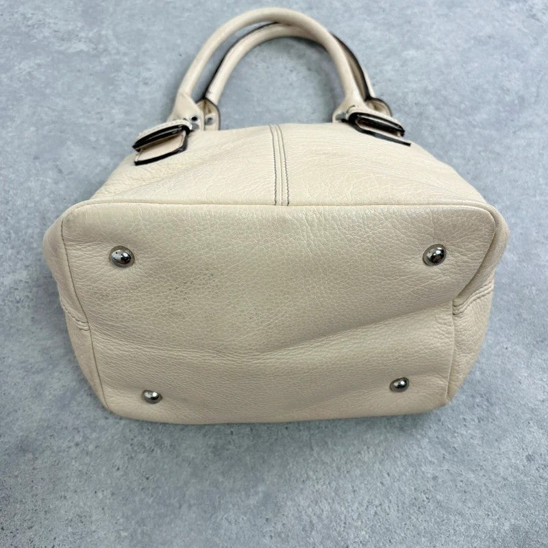 Cream Italian leather Y2K buckle handbag