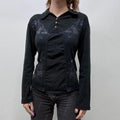 black graphic printed T-shirt shirt
