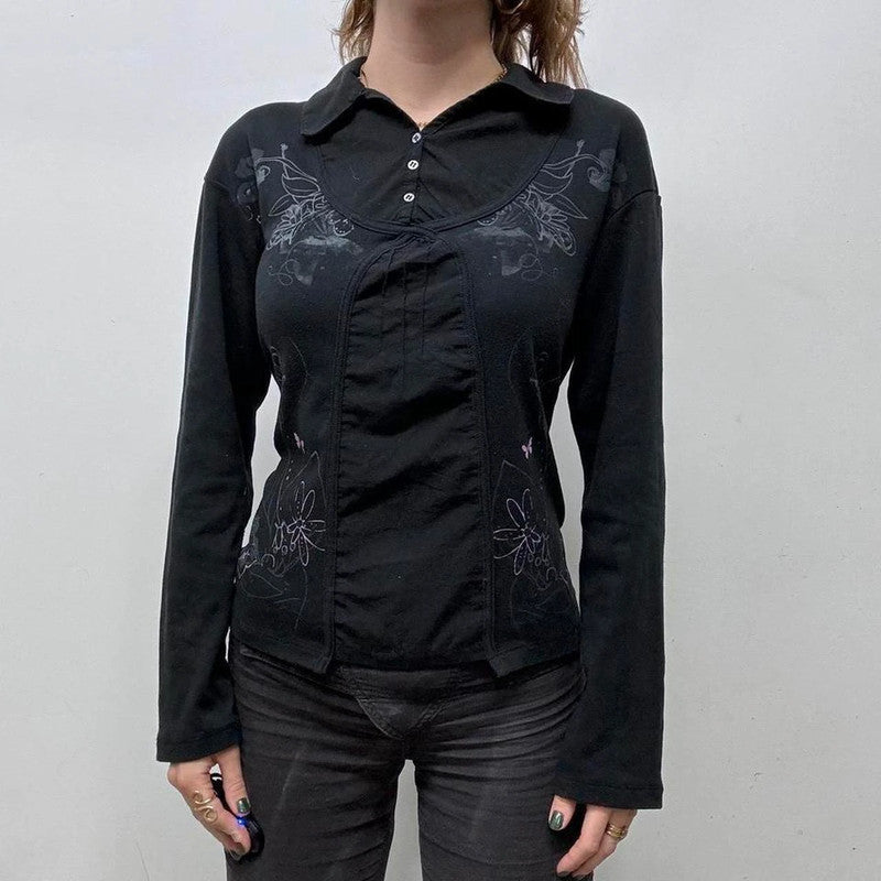 black graphic printed T-shirt shirt