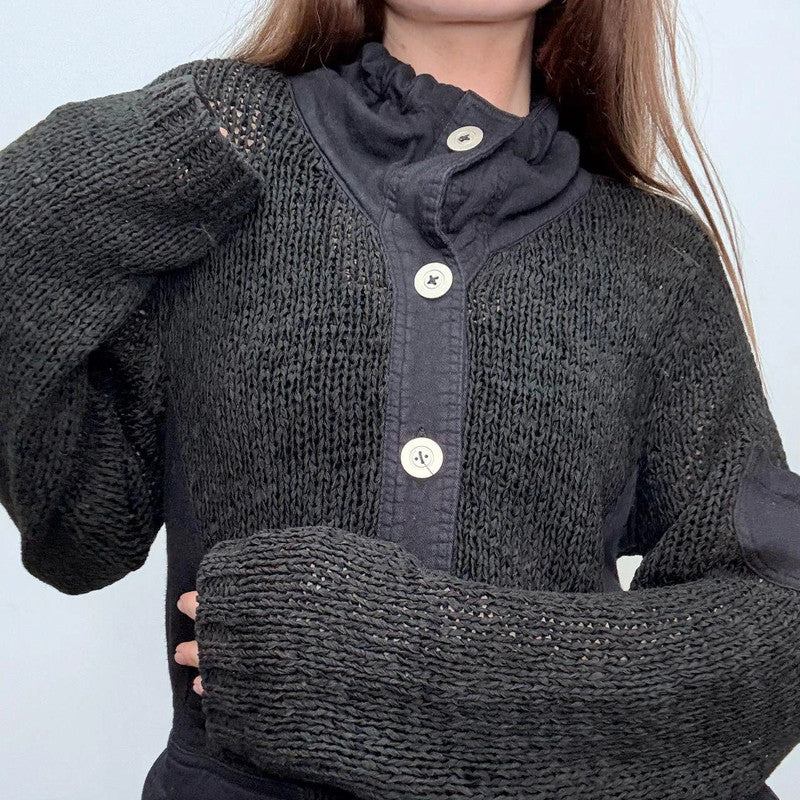 black knit slouchy cardiagn