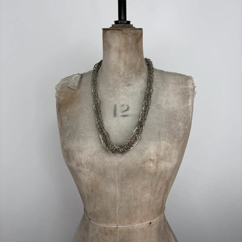 Chunky metal layered chain necklace