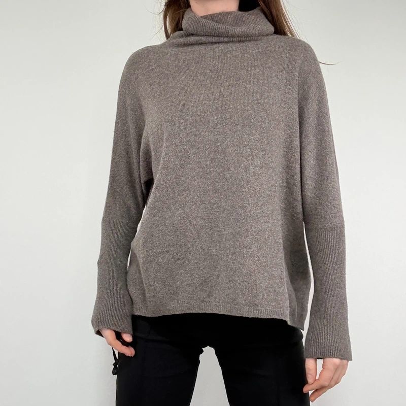 brown slouchy cashmere batwing jumper