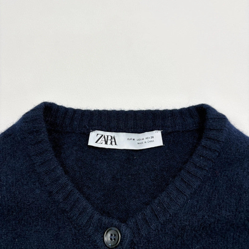 navy blue wool knitted cardigan
