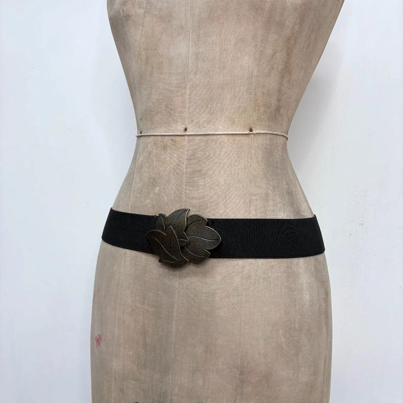 black stretch metal buckle belt