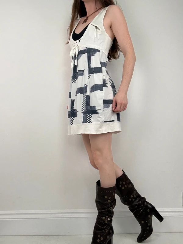 Marithé + François Girbaud graphic checked mini dress