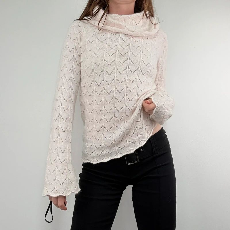 pale pink angora knitted pale pink flared jumper