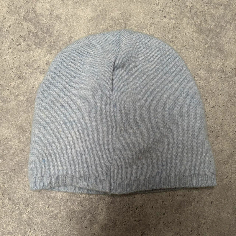 Wool skull blue beanie hat