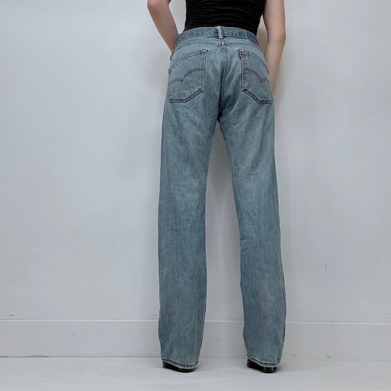 distressed denim straight leg levis jeans