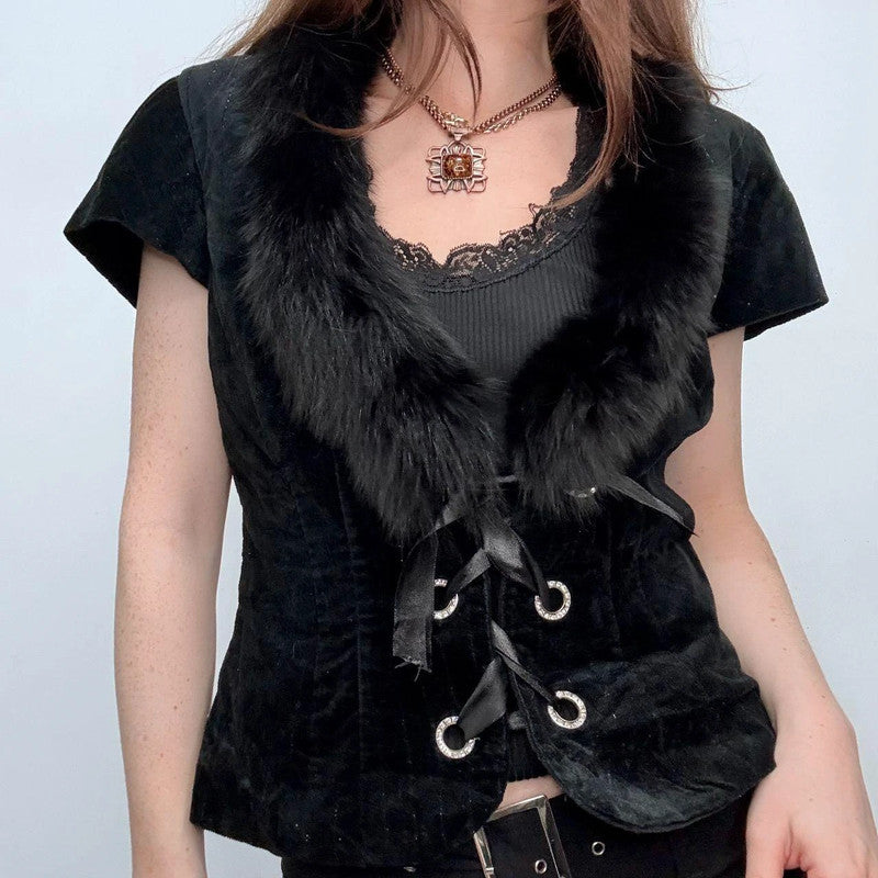 black velvet cropped mini corset jaket