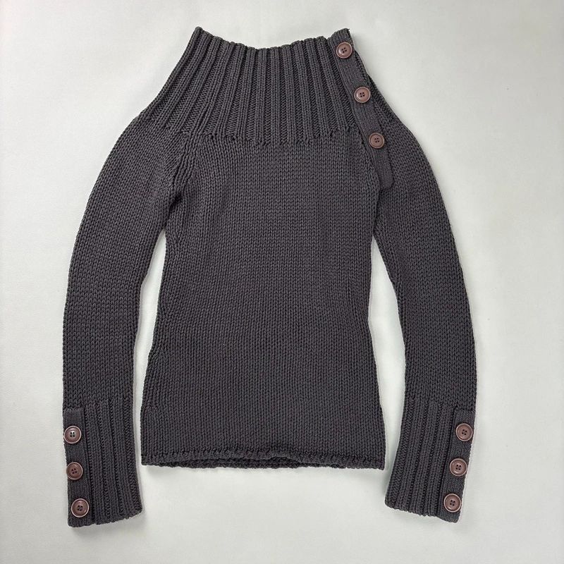 chunky knit ribbed funnel neck jumper