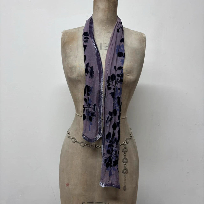 velvet sheer floral silk scarf