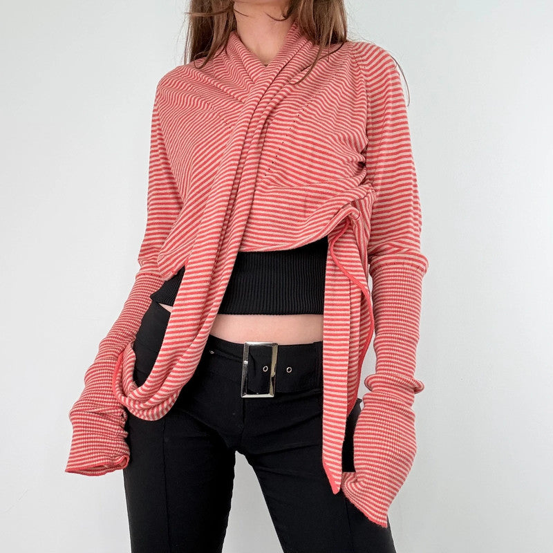 slouchy striped wrap cardigan