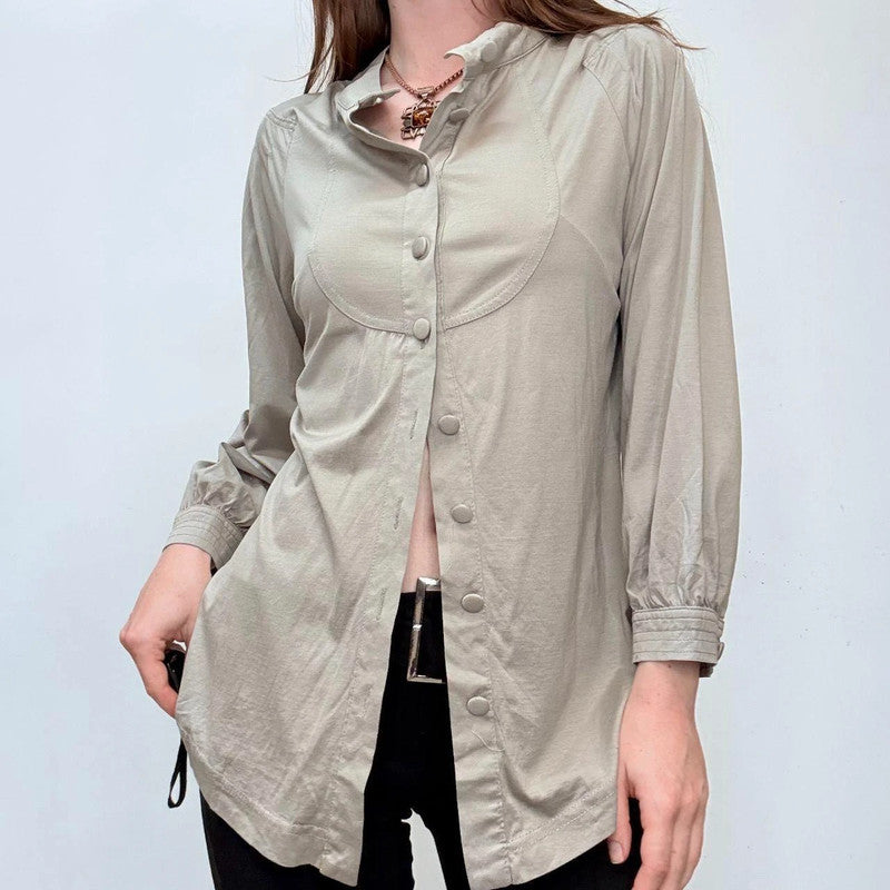grey preppy button-up shirt blouse