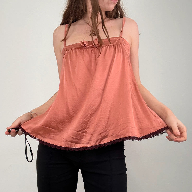 pink silk pleated flared vest