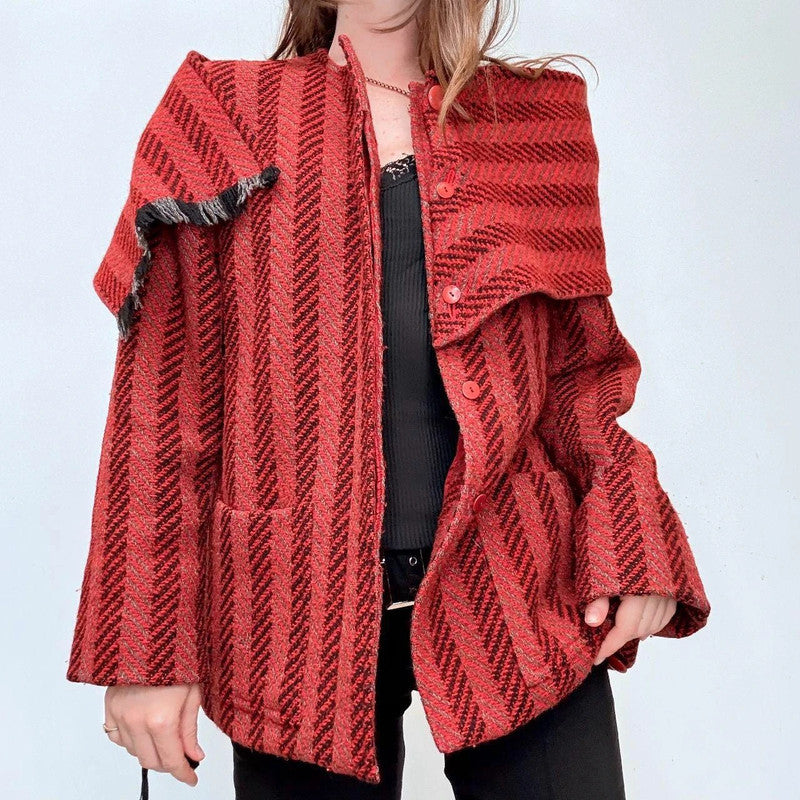 Christian Dior herringbone wrap scarf wool coat