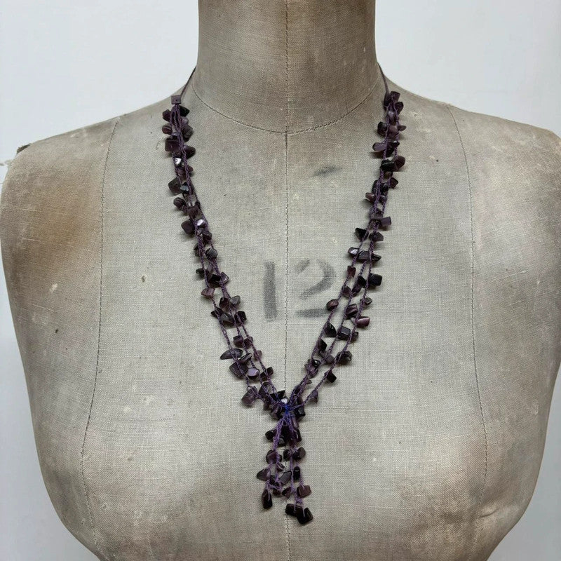 Boho drape gemstone necklace