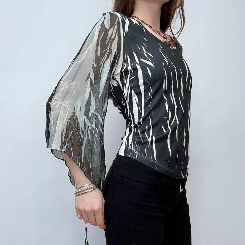 crinkle printed flared grunge top