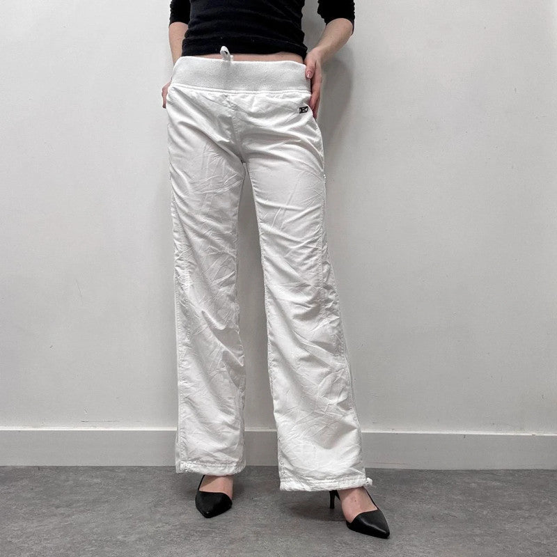 white flared wide leg trackies