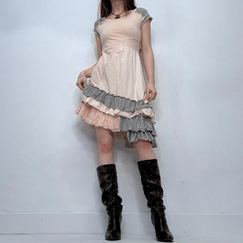 asymmetric pink ruffle dress