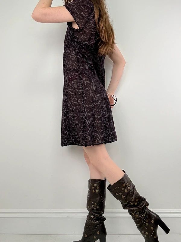 Sheer cotton polkadot babydoll dress