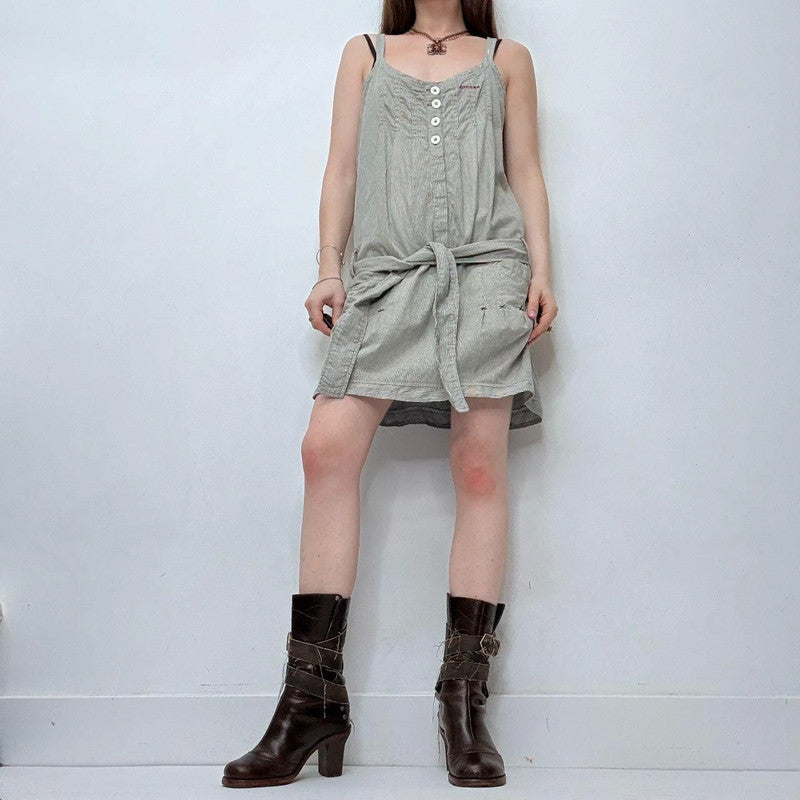 pinstripe cargo mini dress