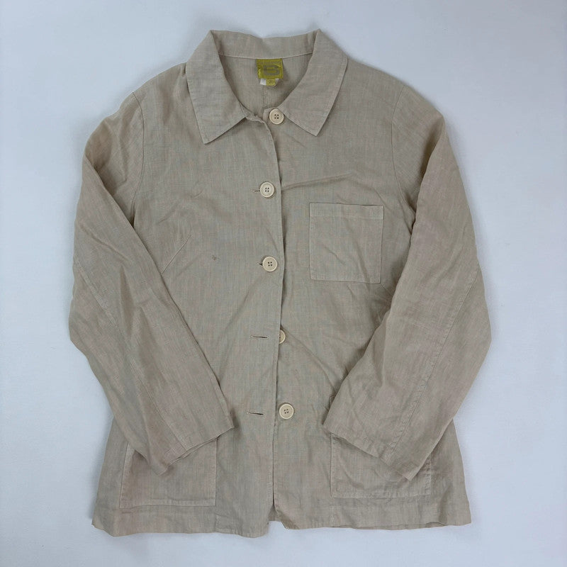 tan linen button chore jacket