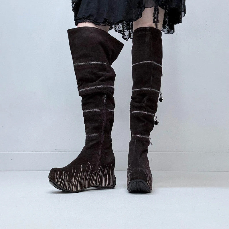 chunky platform pixie zipper boots