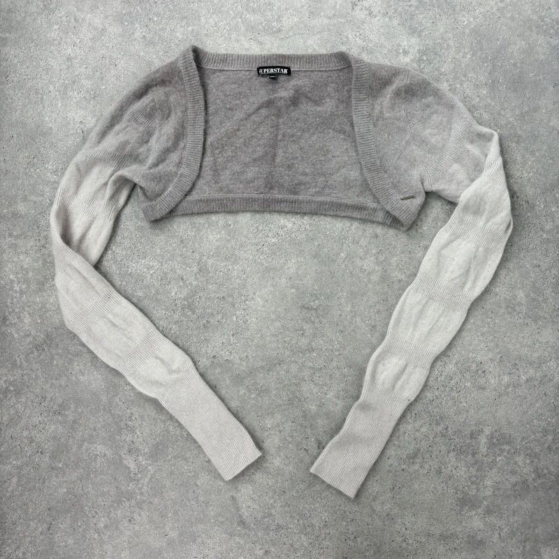 grey angora wool ballerina cropped bolero cardigan