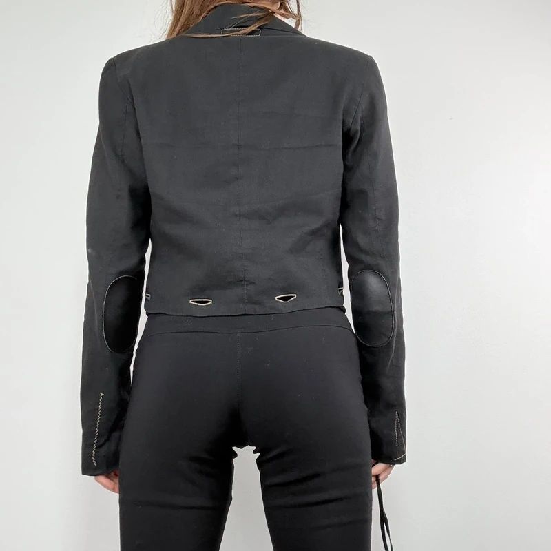 black cropped military napoleonic adjustable jacket
