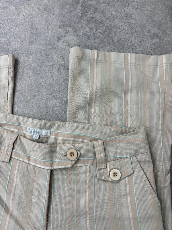 Pinstripe cream cargo flare vintage trousers