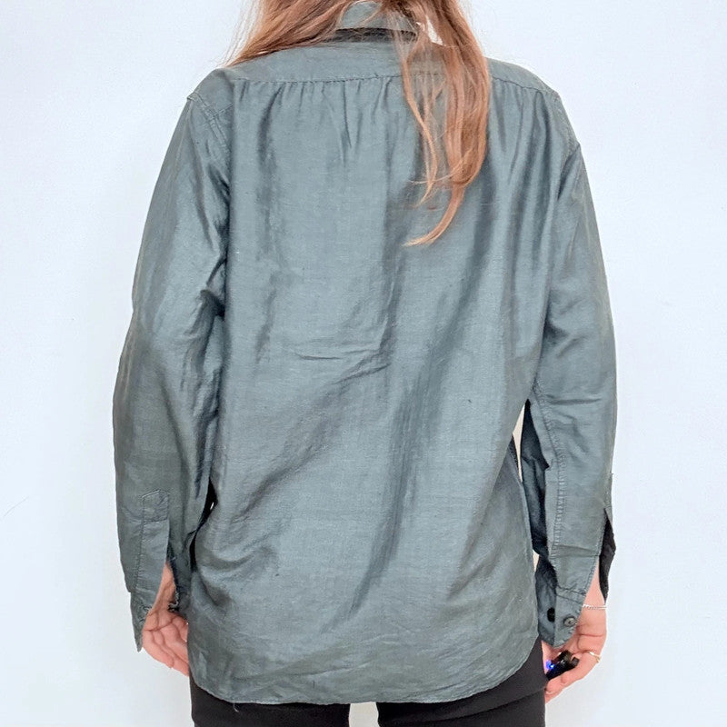 raw silk pleated front oversized shirt